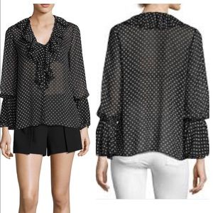 Alice + Olivia Long Sleeve Dot Ruffled Neck NWOT